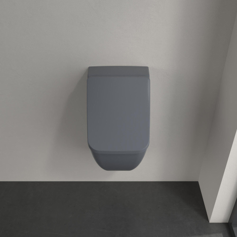 Villeroy & Boch venticello urinoir - met achterinlaat - met deksel - 28.5x54.5x31.5cm CeramicPlus - Graphite (mat grijs) SW453860