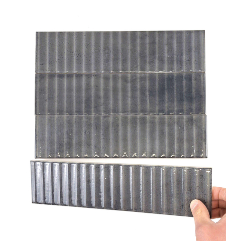SAMPLE Terravito Sileno Voor wandtegel - 30x7.5cm - 8mm - ribbel - Antraciet SW1221343