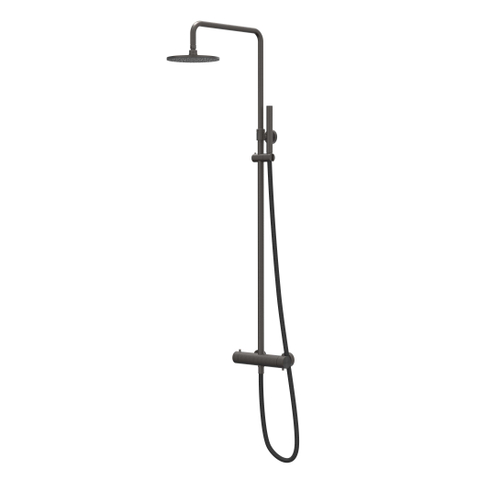 IVY Concord opbouw regendoucheset – Ø20 cm medium hoofddouche – staafhanddouche – glijstang 89.4 cm – carbon black geborsteld SW1031903