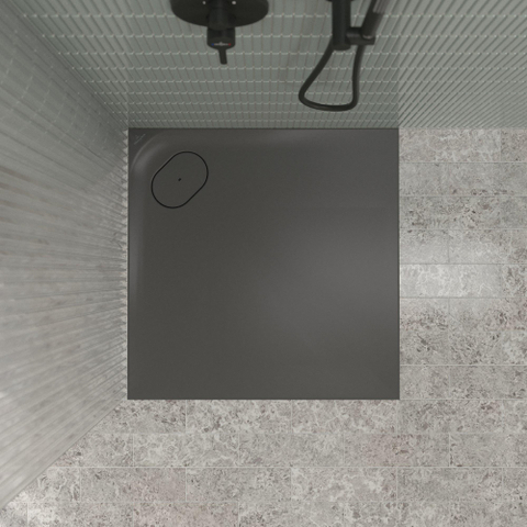 Villeroy & Boch Ecora douchebak - 80x80x3.5cm - hoekafvoer - anthracite (antraciet) SW1558888