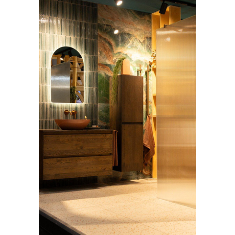 Fortifura Galeria Douche à l'italienne - 120x200cm - verre clair côtelé - anticalcaire - verre de sécurité 8mm - bras muraux - Cuivre brossé SW992935