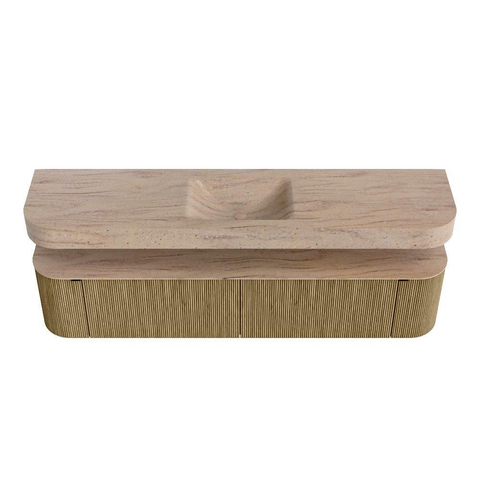 MONDIAZ THOR-DLUX 200cm meuble de salle de bains arrondi gauche + droite couleur Dusk avec 2 tiroirs et 2 portes. Vasque suspendue CLOUD Milieu 1 trou de robinet couleur Saba. SW1467228