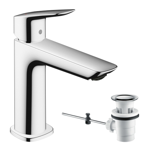 Hansgrohe Logis Eengreepswastafelmengkraan - 110 Fine - met lediging - met trekstang - hoogglans chroom SW651360