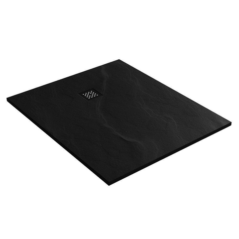 BRAUER Asteroid Douchebak 100x120 incl. antislip en antibacterieel mineraalmarmer mat zwart SW543414