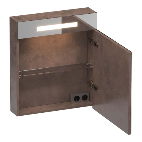BRAUER Promise armoire de toilette - 60x70x15cm -- avec éclairage direct 1 porte de miroir simple battant à droite Erosion SW720892