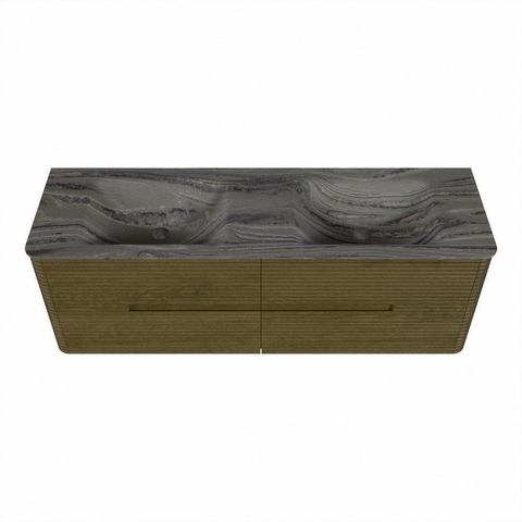 Mondiaz CIRO-DLUX Ensemble de meubles de salle de bains - 150x45x50cm - Plan vasque solid surface Sombra - 2 vasques Double - 2 trous de robinet - 4 tiroirs - Dusk SW1533407
