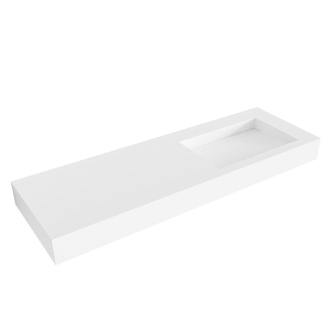 Mondiaz AVON wastafel - 140x46x12cm - wasbak rechts - zonder kraangat - talc (wit) SW422475