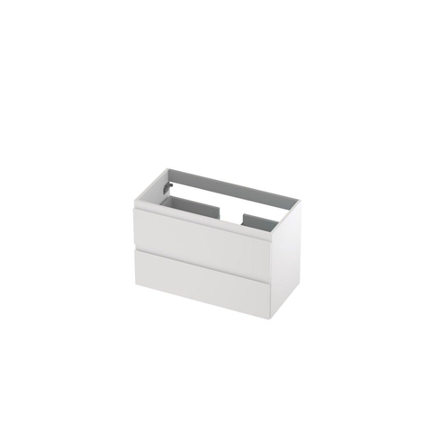 INK Wastafelonderkast - 80x40x52cm - 2 lades - greeploos - MDF lak - Mat wit SB1241010