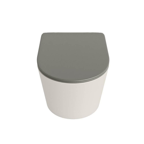 Mondiaz LAVIE hangtoilet – spoelrandloos – 36 x 53 cm – met softclose zitting – Linen (offwhite), zitting Smoke (lichtbruin) SW1208731