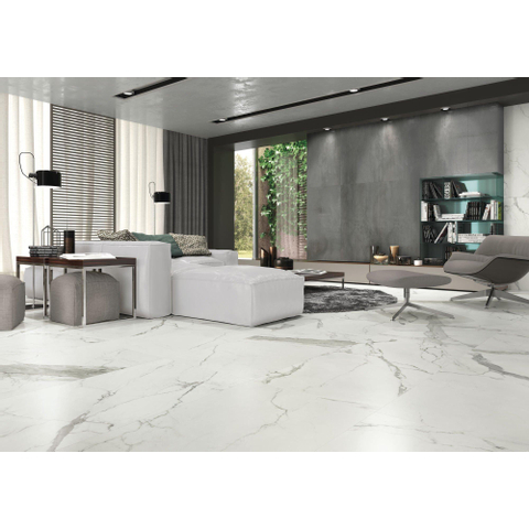 Terravito Alpuro carreau mural et de sol - 60x60cm - 9mm - carré - rectifié - effet marbre - blanc/noir mat SW359784