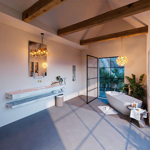 Mondiaz ALAN-DLUX Ensemble de meuble - 200cm - meuble Glace mat - 0 tiroirs - Lavabo Cloud Glace suspendu - vasque Centre - 0 trous de robinet SW808974