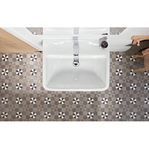 Villeroy & Boch O.novo wastafel - 60x46x17.5cm Rechthoek - 1 kraangat - met overloopgat CeramicPlus - White Alpine (glans wit) SW702126