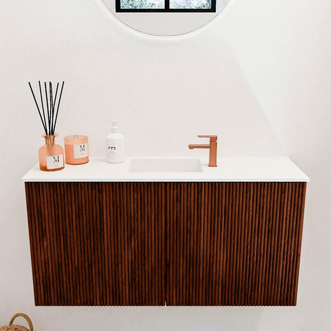 Mondiaz JOYA 80cm meuble de salle de bains - couleur Ruby - Vasque FAYE position Milieu 1 trou de robinet couleur Talc. SW1421769