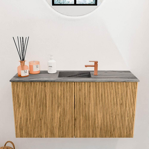 Mondiaz JOYA-DLUX 80cm toiletmeubel - kleur Oak - Wastafel FAYE positie Midden 1 kraangat kleur Sombra. SW1424234