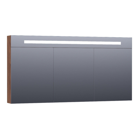 BRAUER Promise Deluxe armoire de toilette - 140x70x15cm - avec éclairage direct 3 portes miroir double face - Forêt Cacao SW371717