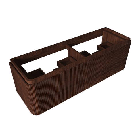 Royal Plaza Terra Edge Ensemble meuble de salle de bains - 140x44.7x46cm - vasque en solid surface blanc mat - 2 vasques - 2 trous de robinet - 2 tiroirs - châtaignier (noyer) SW1471921