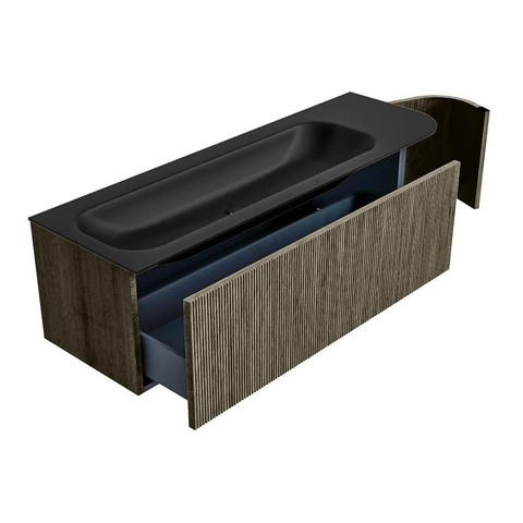Mondiaz KURVE Ensemble de meubles de salle de bains - 145x46x40cm - 1 tiroir - 1 porte - lavabo solid surface - gauche - sans trou de robinet - Shadow SW1414269
