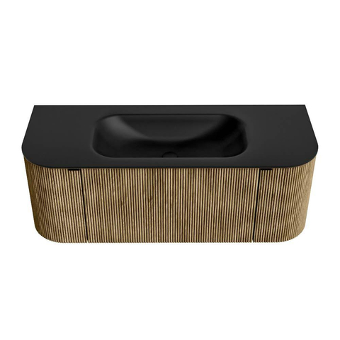 Mondiaz KURVE Ensemble de meuble de salle de bains - 120x46x40cm - 1 tiroir - 2 portes - vasque solid surface - au milieu - sans trou de robinet - Dusk SW1415094