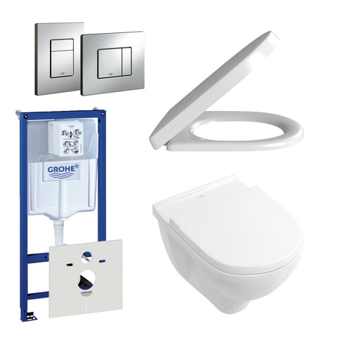 Villeroy & Boch O.novo Toiletset - softclose en quickrelease zitting - bedieningsplaat verticaal/horizontaal - wit SW159218