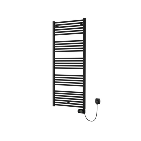 Plieger Elba Electrical Elektrische Designradiator - 146.2x50cm - met thermostaat - 700w - mat zwart SW1221757