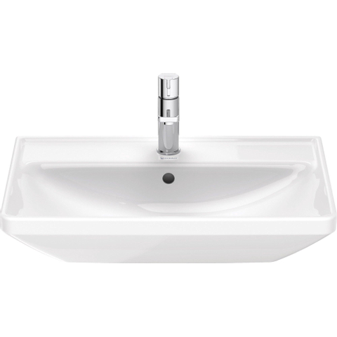 Duravit D-neo Wastafel - met waskom midden - met kraangat - met overloop - 65x44cm - met wondergliss - wit SW640532