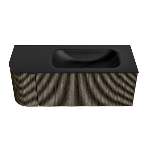Mondiaz KURVE Badkamermeubelset - 115x46x40cm - 1 lade - 1 deur - wastafel solid surface - rechts - 1 kraangat - Shadow SW1414192