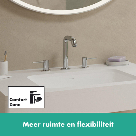 Hansgrohe Tecturis s Wastafelkraan - mengkraan - rond - 15.6cm uitloop - 3-gats - hoogglans chroom SW918664
