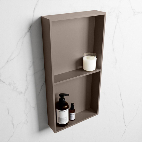Mondiaz Easy nis 29.5x59.5x8cm voor Inbouw/opbouw 2 open vakken Solid surface Smoke/Smoke SW643765