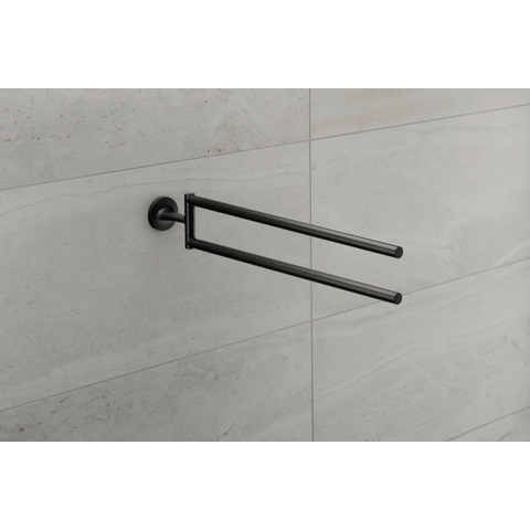 Duravit Starck T Handdoekhouder - 2 stangen - 46.5cm - draaibaar - mat zwart SW297086