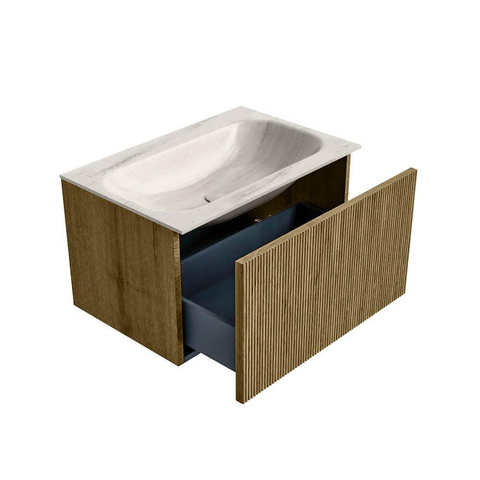 MONDIAZ KURVE-DLUX 70cm badmeubel kleur Dusk met 1 lade en 0 deuren. Wastafel BIG SMALL Midden zonder kraangat Meli. SW1431861