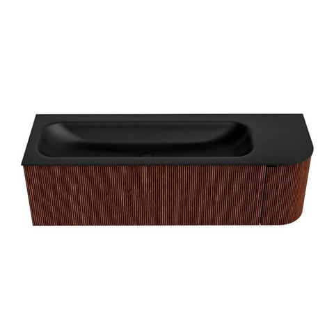 Mondiaz KURVE Badkamermeubelset - 145x46x40cm - 1 lade - 1 deur - wastafel solid surface - links - 1 kraangat - Ruby SW1415354