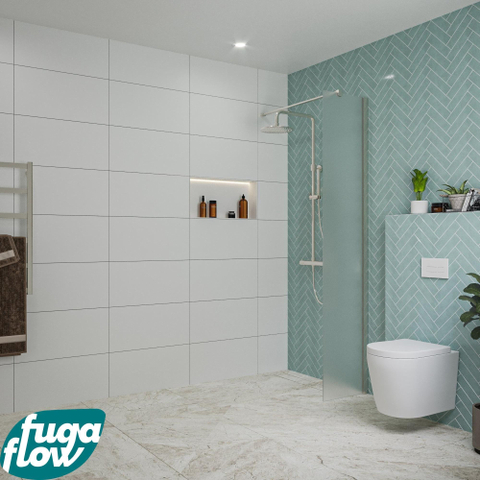 FugaFlow Eccelente Vetro Douche à l'italienne - 40x200cm - verre satiné - Inox brossé SW1124847