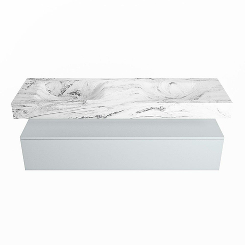 Mondiaz ALAN-DLUX Ensemble de meuble - 150cm - meuble Clay mat - 1 tiroir - Lavabo Cloud Glace suspendu - vasque Gauche et droite - 0 trous de robinet SW806131