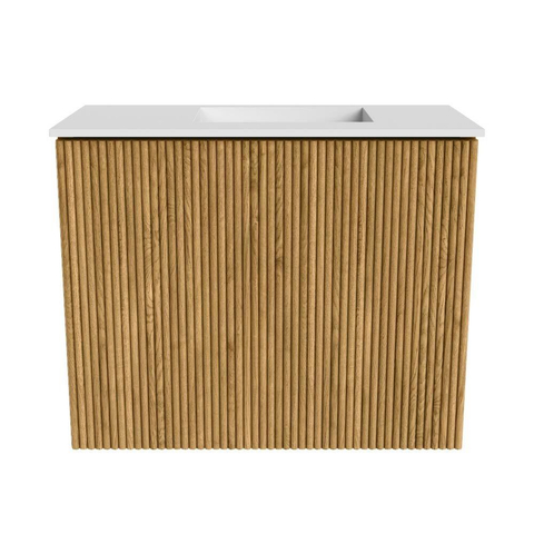 Mondiaz JOYA 50cm toiletmeubel - kleur Oak - Wastafel FAYE positie Rechts Zonder kraangat kleur Talc. SW1421099