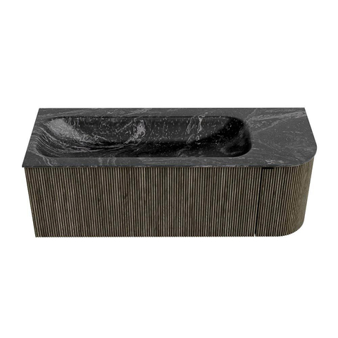 Mondiaz KURVE-DLUX Ensemble de meubles de salle de bains - 125x46x40cm - 1 tiroir - 1 porte - lavabo solid surface - gauche - 1 trou de robinet - Shadow SW1414650