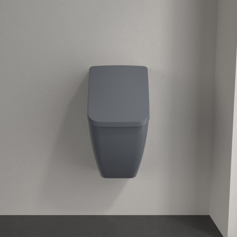 Villeroy & Boch venticello urinoir - met achterinlaat - met deksel - 28.5x54.5x31.5cm CeramicPlus - Graphite (mat grijs) SW453860