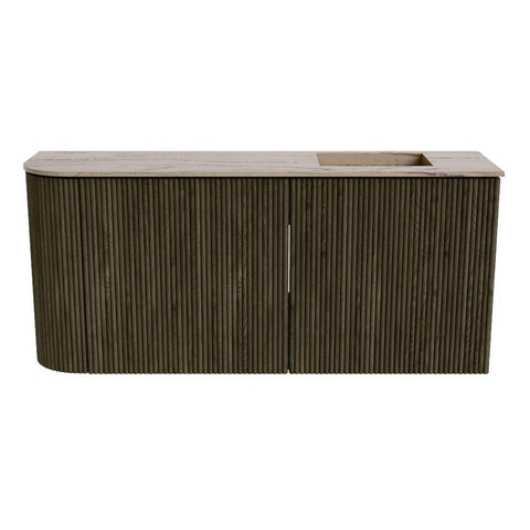 Mondiaz JOYA-DLUX Meuble de salle de bains 91,6cm - arrondi gauche couleur Shadow - Vasque FAYE position Droite 1 trou de robinet couleur Arena. SW1424843