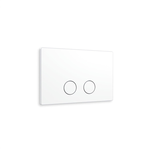 Fugaflow Eccelente Press Plaque de commande - 25x16cm - épaisseur de 2,0mm - fixation magnétique - pour réservoir encastré Geberit UP320 - acier inoxydable - double chasse - boutons ronds - mat blanc SW1590605