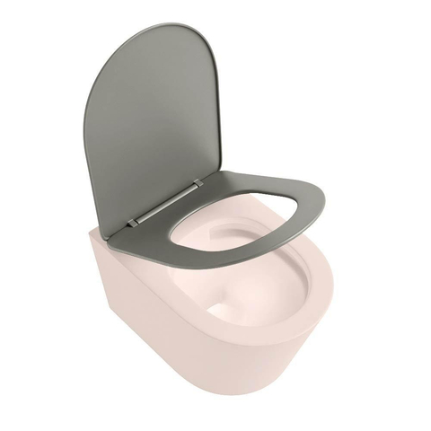 Mondiaz LAVIE hangtoilet – spoelrandloos – 36 x 53 cm – met softclose zitting – Rosee (roze), zitting Smoke (lichtbruin) SW1208733