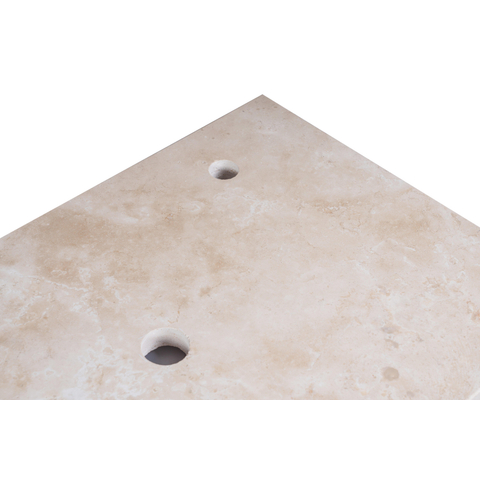 Saniclass Travertine plan sous vasque - 140x46cm - 2 trous de robinet - 2 découpes pour siphon - pierre naturelle marbrée SW1242434