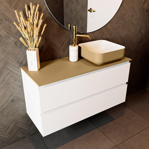 Mondiaz TOP 30 Topblad - 100x30x0.9cm - geschikt voor afdekplaat - Solid surface - Oro SW1019363