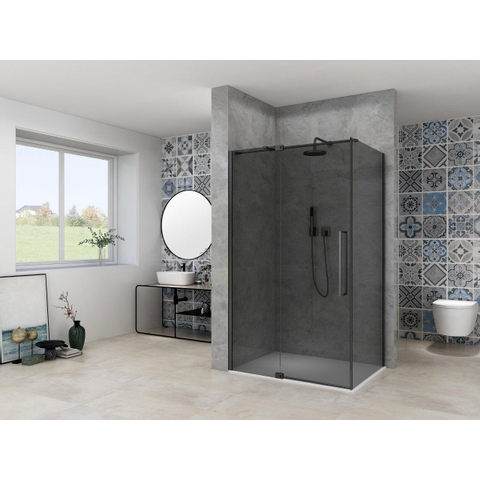 Van Rijn Products ST08 paroi latérale - 120x200cm - 8mm - verre fumé - noir SW956409