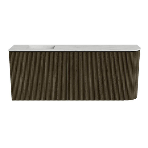 Mondiaz JOYA-DLUX Meuble de toilette 101.6cm - arrondi droit couleur Shadow - Vasque FAYE position Gauche Sans trou de robinet couleur Opalo SW1422955