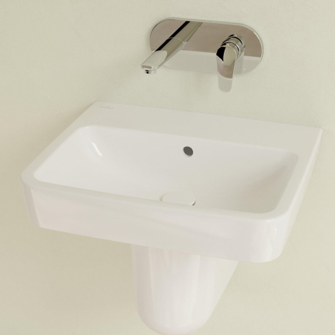 Villeroy & Boch O.novo wastafel - 55x46cm - zonder kraangat - met overloop CeramicPlus - White Alpine (glans wit) SW448367