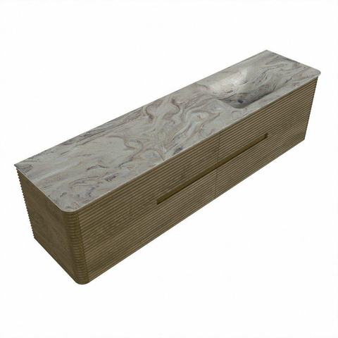 Mondiaz CIRO-DLUX Ensemble de meubles de salle de bains - 190x45x50cm - Plan-vasque solid surface Glace - 1 lavabo à droite - 1 trou de robinet - 4 tiroirs - Dusk SW1533014