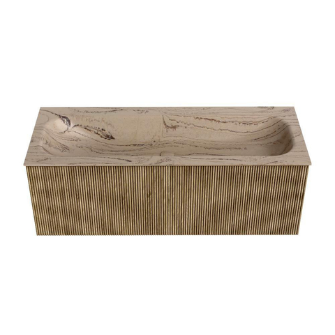 MONDIAZ KURVE-DLUX 120cm badmeubel kleur Dusk met 1 lade en 0 deuren. Wastafel BIG LARGE Midden zonder kraangat Arena. SW1431390