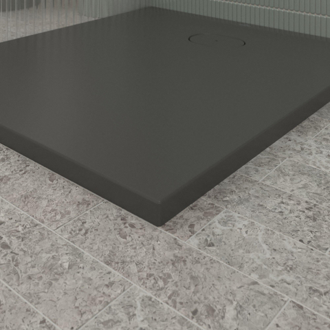 Villeroy & Boch Ecora douchebak - 100x90x3.5cm - afvoer korte zijde - anthracite (antraciet) SW1558967