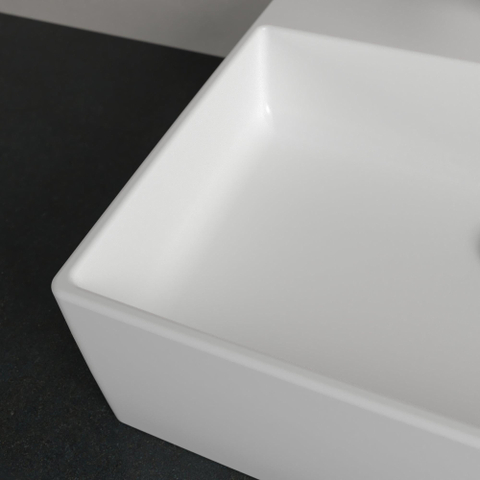 Villeroy & Boch memento 2.0 opzetwastafel - met 1 kraangat - 50x42cm CeramicPlus - met overloop - Stone White (mat wit) SW209585