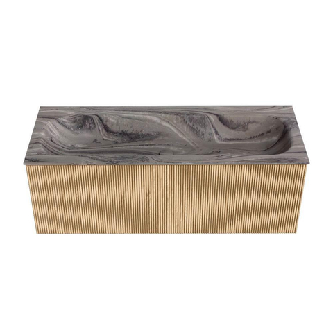 MONDIAZ KURVE-DLUX Meuble de salle de bains 120 cm couleur Oak avec 1 tiroir et 0 porte. Lavabo BIG LARGE Central 1 trou de robinet Sombra. SW1433590