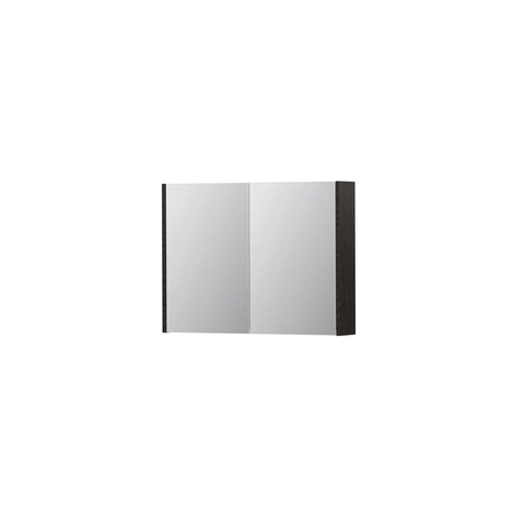 INK SPK1 Spiegelkast - 80x14x60cm - 2 deuren - dubbelzijdige Spiegel - schakelaar en stopcontact - MFC Intens eiken SW493546